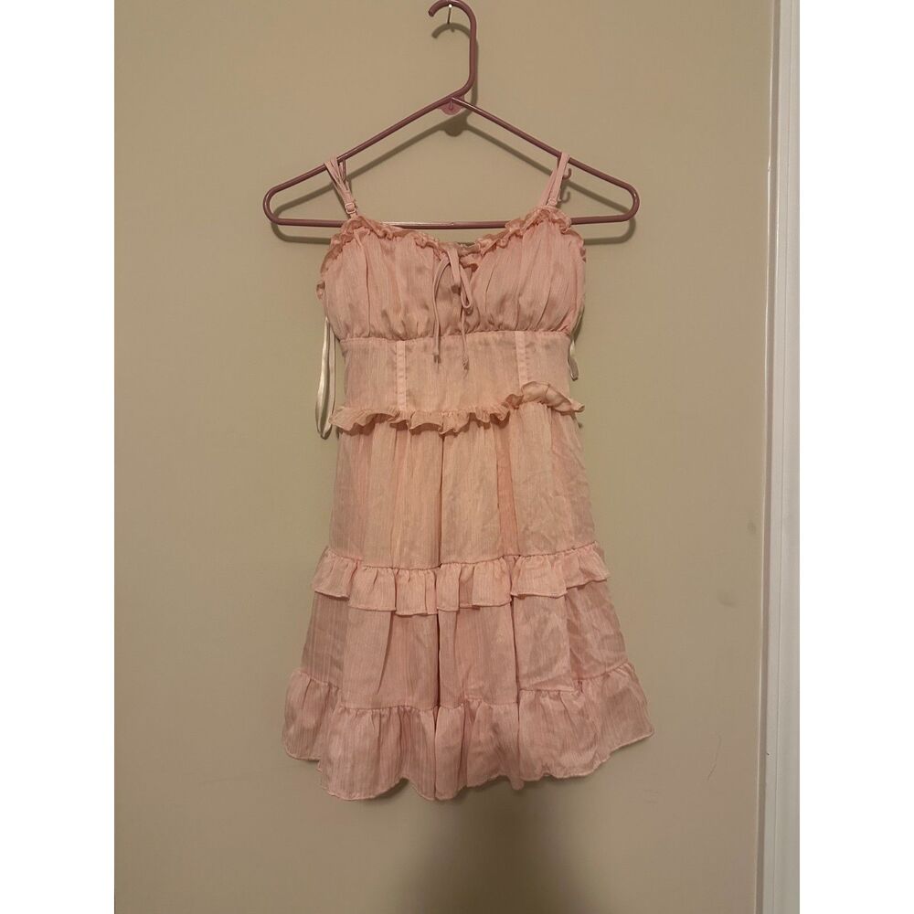Wild Fable Light Pink Tiered Ruffle Mini Dress XS Cottagecore Coquette
